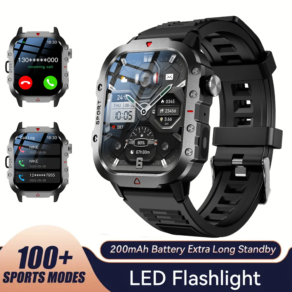 KESHUYOU Outdoor Sports Smart Watch 2.01 inch HD Screen LED Flashlight Bluetooth Talking Smart Watch for Men Women Holiday Gifts - Image 8