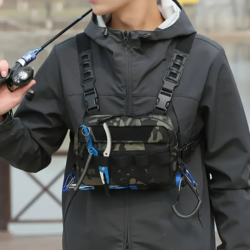 Fishing Vest Bag Men's Camo Fishing Lures Utility Tackle Chest Bags Waist Pack Outdoor Mountaineering Camping Hiking Hunting