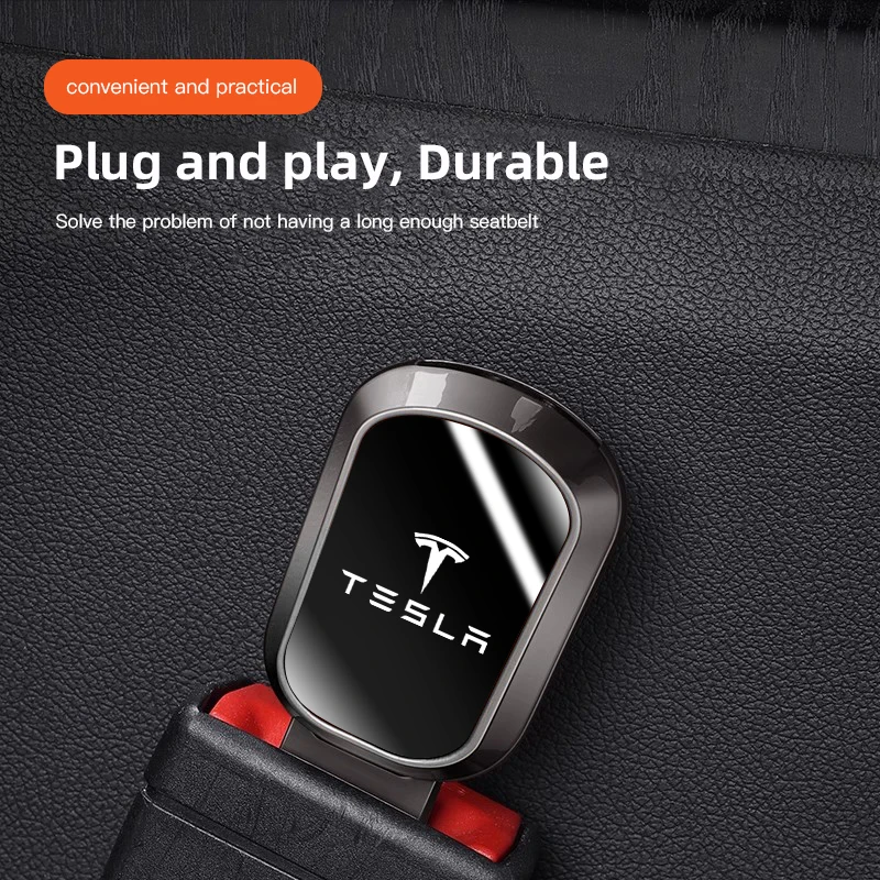 Car Seat Belt Extend Alloy Fastener Safety Strap Buckle Extender For Tesla Model 3 Model S Model X Model Y Cybertruck Roadster - Image 3