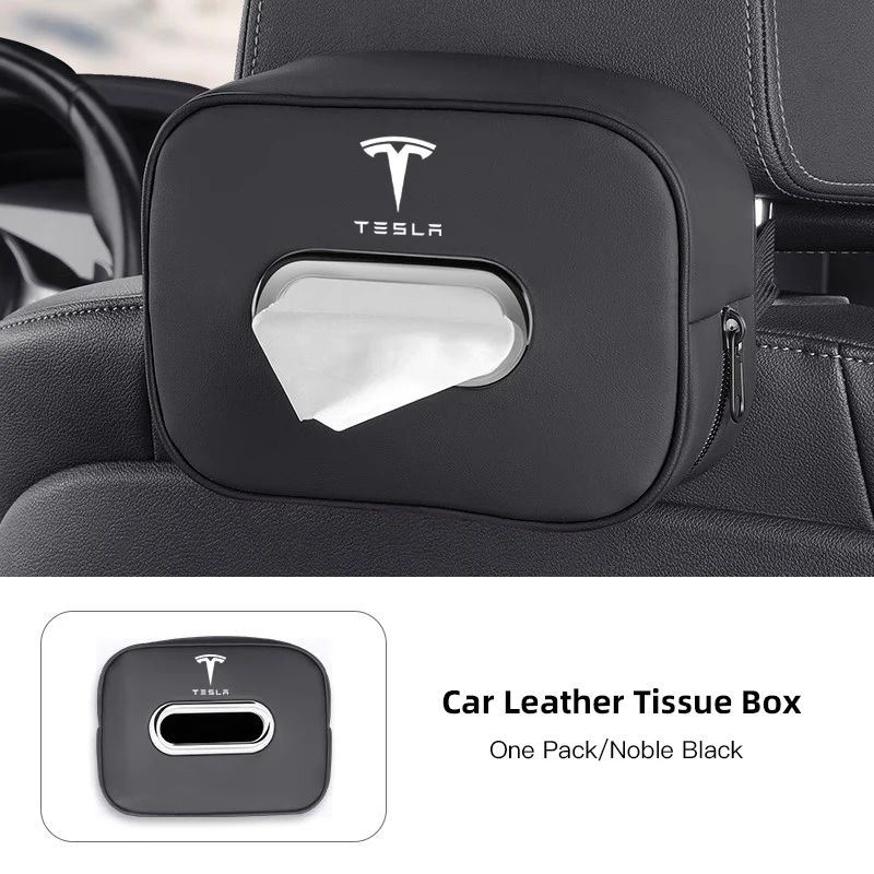 Luxury PU Leather Car Tissue Box Storage Bag Accessories For Tesla Coil Y Model 3 Highland Cybertruck S Juguete X Roadster 2024 KIT - Image 10