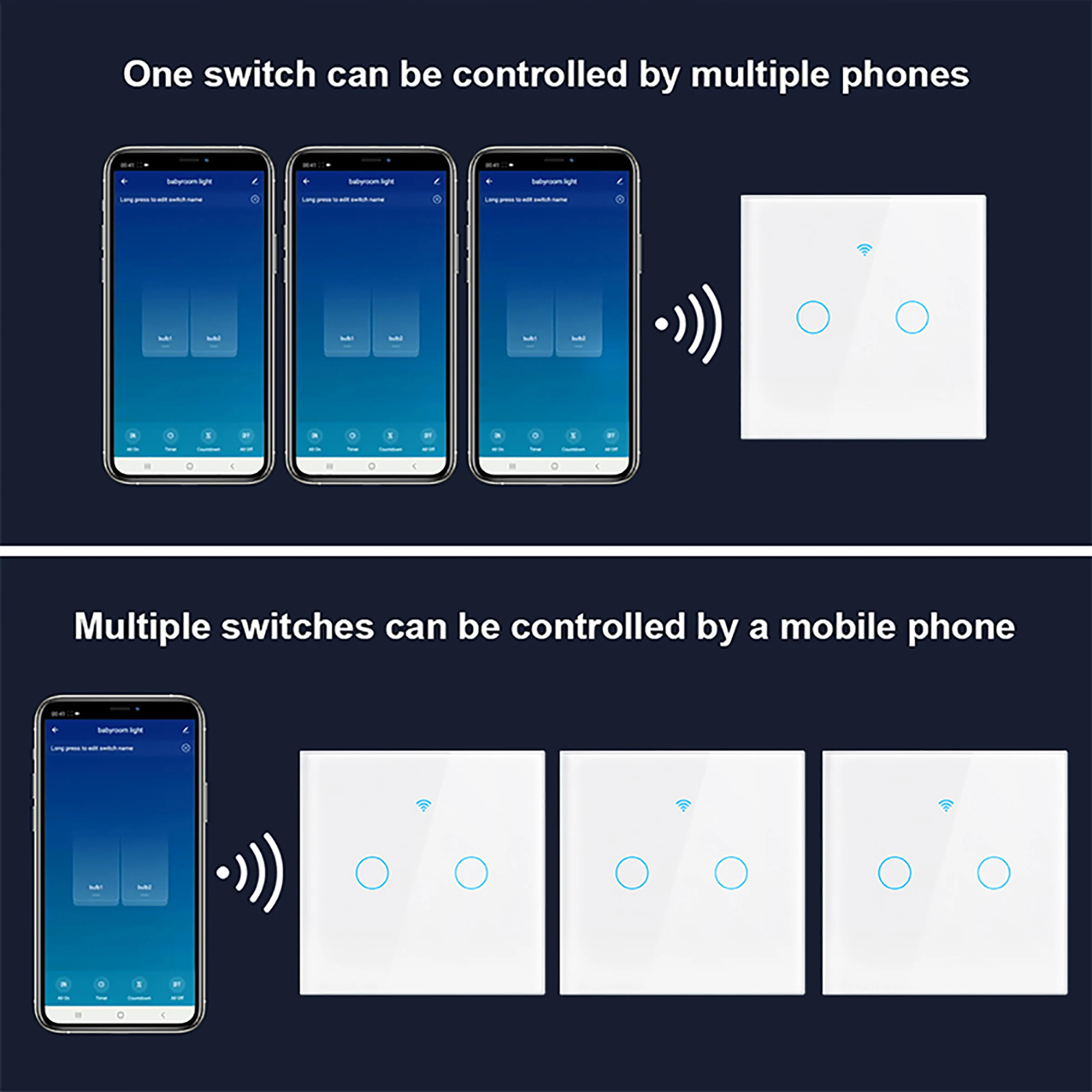 AXUS WiFi Smart Light Switches Touch Switch RF433 No Neutral Wire Smart Home Life Tuya App Control Support Alexa Google Home - Image 6