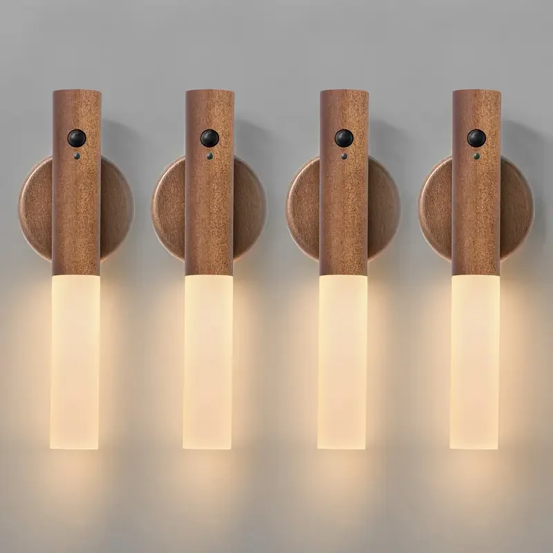 Smart Motion Sensor Night Light LED Rechargeable Magnetic Wall Lamp Portable for Hallway Bedroom Stairs Bathroom Cabinets Decor