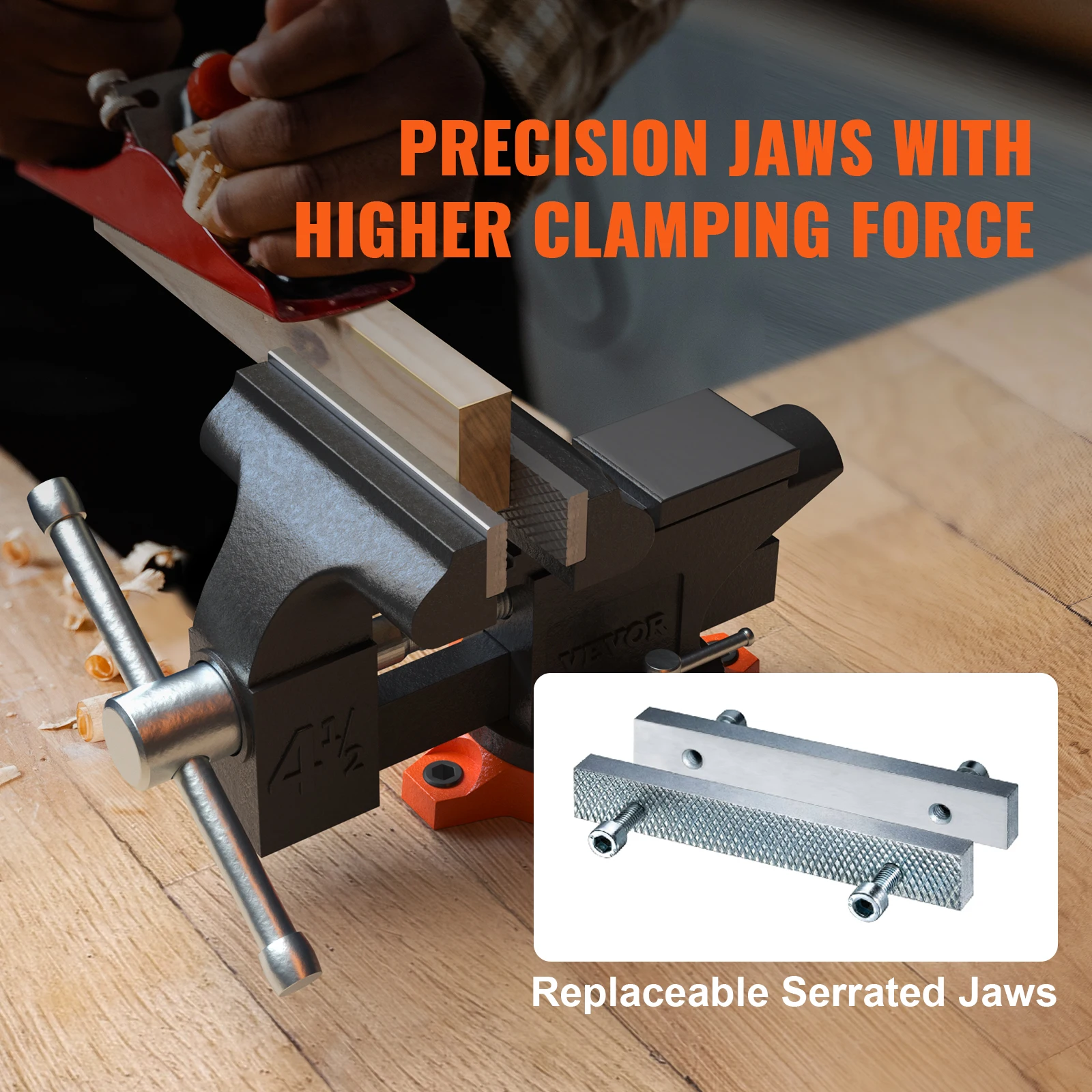 SucceBuy Bench Vise 4.5" Multipurpose with Swivel Base Anvil Heavy Duty Cast Iron for Drilling, Conduit Cutting, Sanding - Image 5