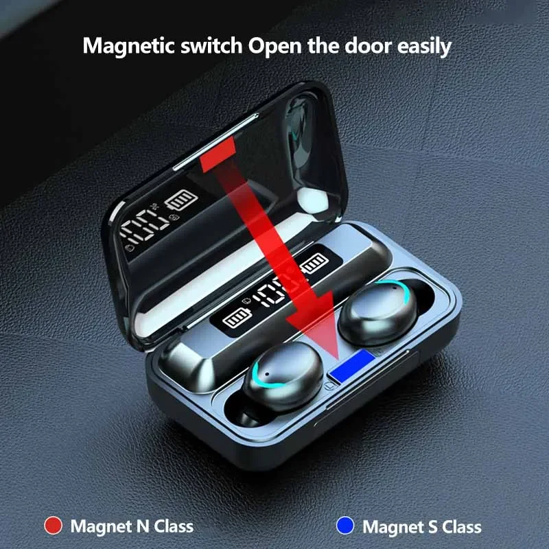 F9 Wireless Bluetooth Headphones Tws Game Earbuds Earphones Digital Display Heaset Large Capacity Charging Case - Image 2