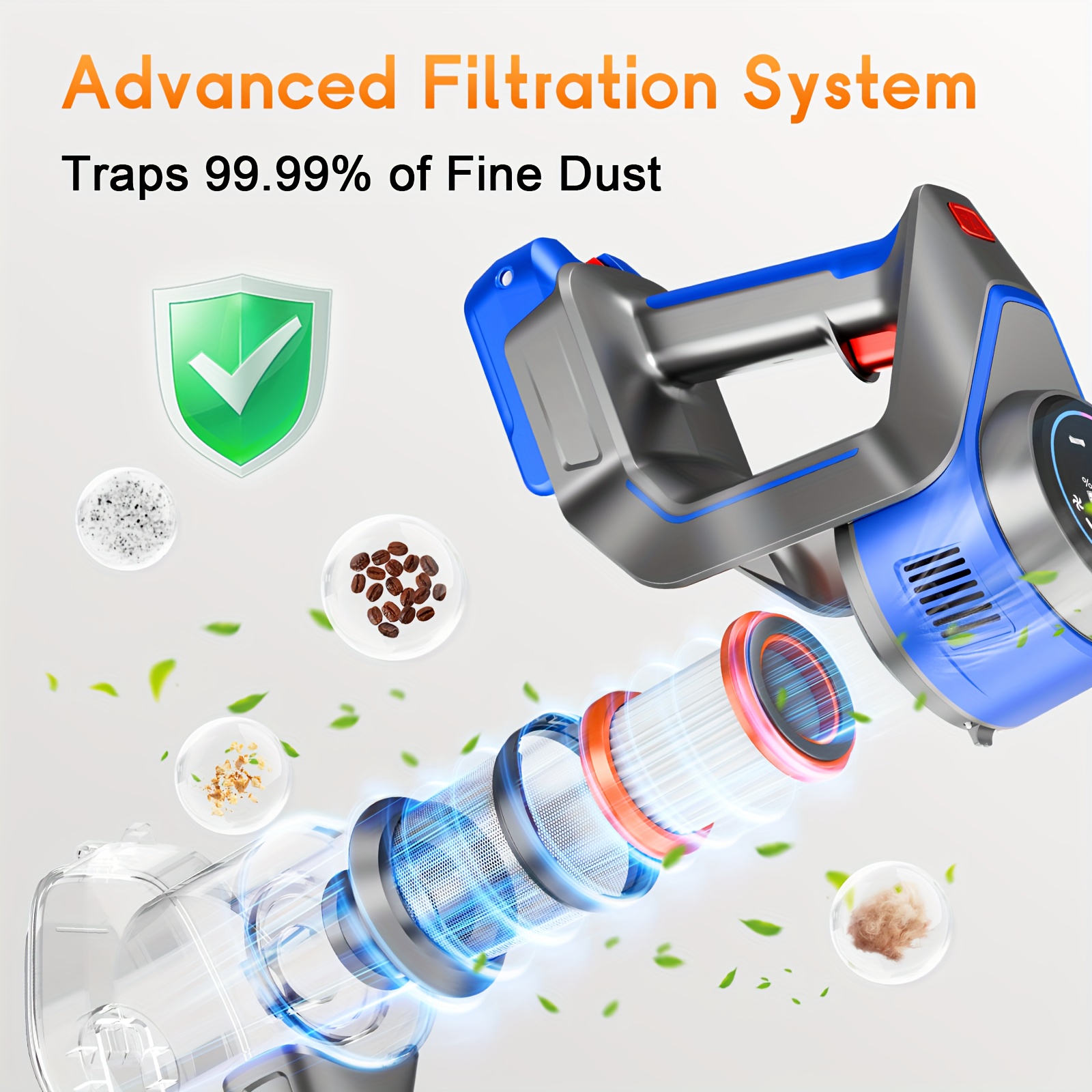 Max 70Kpa Portable Household Low Noise Vacuum Cleaner Handheld Vacuum Cleaner Aspirating Vacuum Cleaner, Suitable for Hard Floors, Pet Hair, And Carpets, Lightweight Powerful Vacuum Cleaner Includes Corded And Cordless Vacuum Cleaners - Image 12