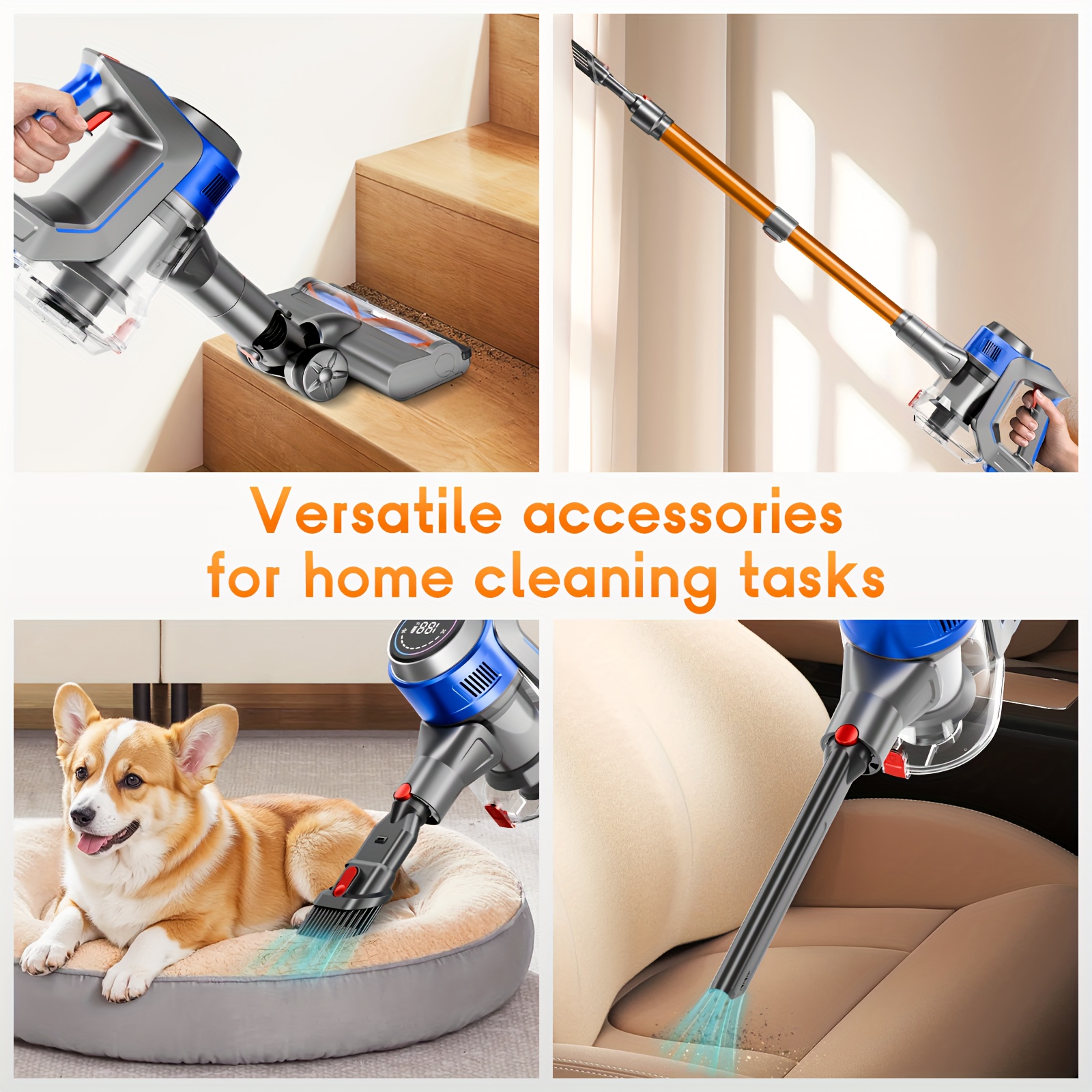 Max 70Kpa Portable Household Low Noise Vacuum Cleaner Handheld Vacuum Cleaner Aspirating Vacuum Cleaner, Suitable for Hard Floors, Pet Hair, And Carpets, Lightweight Powerful Vacuum Cleaner Includes Corded And Cordless Vacuum Cleaners - Image 8